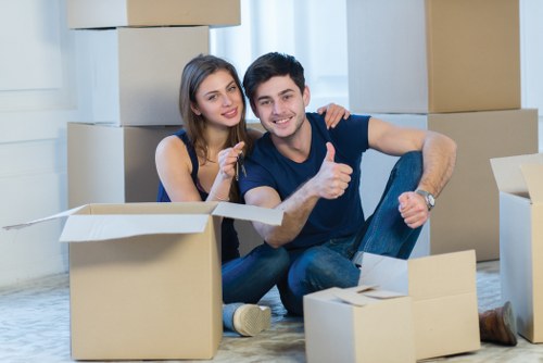 Office relocation planning in Paddington with moving boxes and furniture