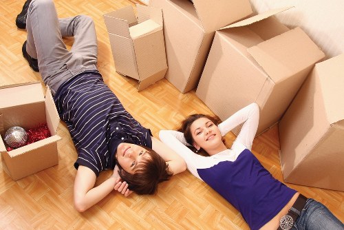 Boxes and furniture prepared for a Paddington van move